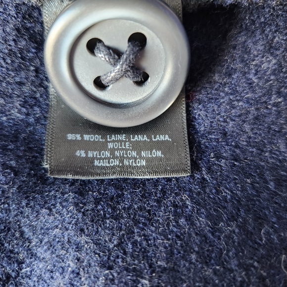 Anthropologie HWR Wool Blend Grey & Navy Classic Double Breasted Pea Coat Med - Picture 7 of 11